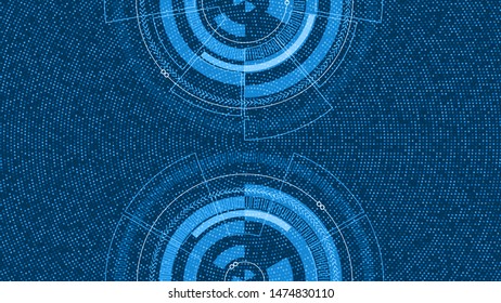 Technology abstract visualization. Elements with lines, circles and dots array. Technology abstract connection complex. Visual concept. Graphic abstract background. Vector illustration. Eps 10
