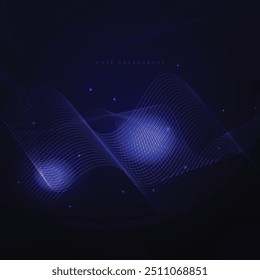 Arte abstracto del fondo de la onda de la Tecnología. Diseño del Fondo de pantalla del semitono. Premium Plantilla Diseño moderno oscuro del fondo de la onda punteada con efecto de la iluminación. Diseño de fondo de negocios. 