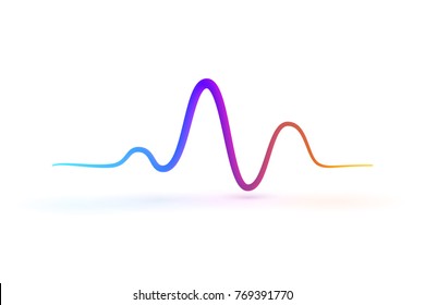 Technology abstract waves logo. Beat of heart colorful sign vector illustration. Isolated logotype for musical industry on white background
