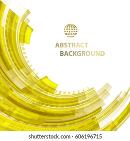 Technology abstract yellow background with transparency hologram and shapes. Motion modern vector backdrop for design poster and web banners which use in business and science. Digital signs on white