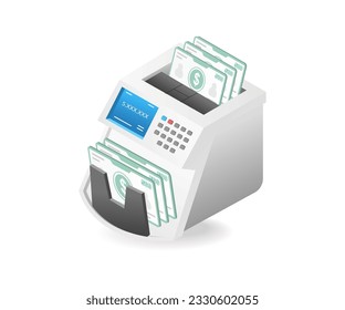 Technology Accurate money counting tool concept isometric illustration