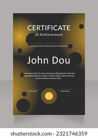Technology achievement certificate design template. Vector diploma with customized copyspace and borders. Printable document for awards and recognition. Lato, Calibri Regular fonts used