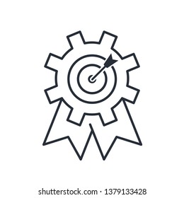 Technology achievement goals, success. Vector linear icon.