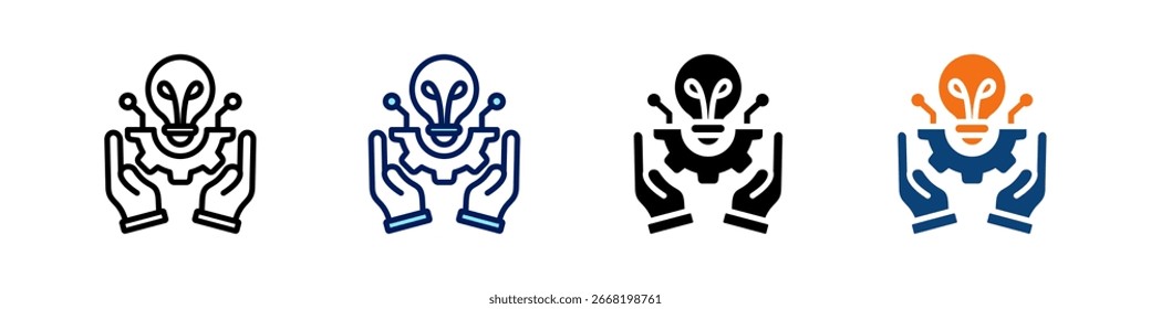 Tecnología Adopción Todo en uno Icon Multi Styles Vector Set