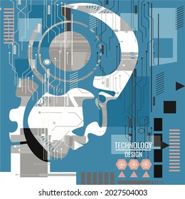 technology ai circuit  information  banner  presentation line and dot of AI Technology  abstract vector illustration graphic design concept of future line stroke blue background.