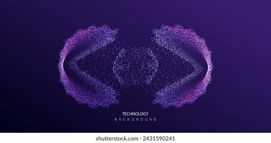 Technology ai particles banner. Dots cosmos big data neon background. Cyberspace fantasy illustration. Artificial Intelligence futuristic circles connect design.	
