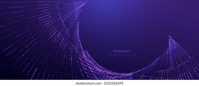 Tecnología de partículas de aire Anuncio. Explosión de puntos big data de fondo azul neón. Inteligencia Artificial diseño futurista de conexión de salpicadura.	