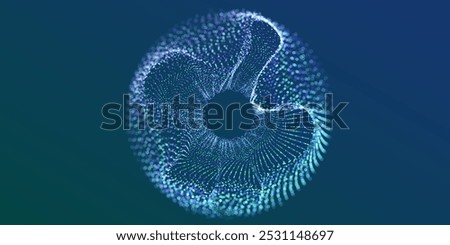 Technology ai round particles dots banner. Big data neon background. Artificial Intelligence futuristic glitter circle connect design.