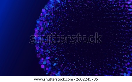 Technology ai round particles dots banner. big data neon background. Artificial Intelligence futuristic glliter circle design.