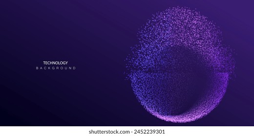 Technology ai splash particles banner. Dots cosmos big data neon background. Artificial Intelligence futuristic circles connect design.