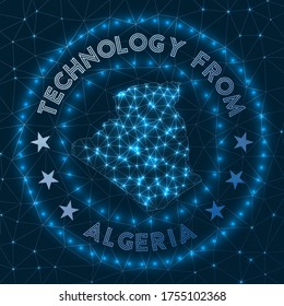 Technology From Algeria. Futuristic geometric badge of the country. Technological concept. Round Algeria logo. Vector illustration.
