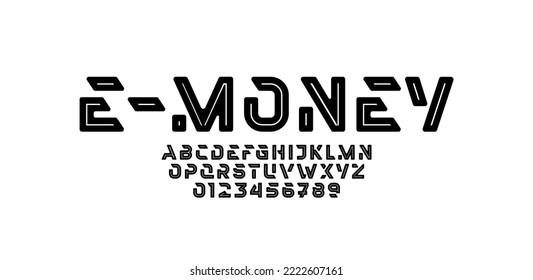 Tipo de letra del alfabeto tecnológico, tipografía para el logotipo de su diseño o nombre de marca, ilustración vectorial 10EPS