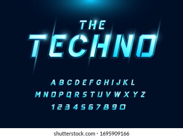 Technology alphabet metallic and effect designs for logo; Poster; Invitation. Exclusive Letters Typography regular font digital and sport concept. vector illustrator