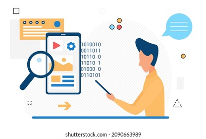 technology app development, creation of mobile operating systems. Business Application Architect, Software Programming, vector design