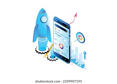 Technology App Isometric Concept Landing Page