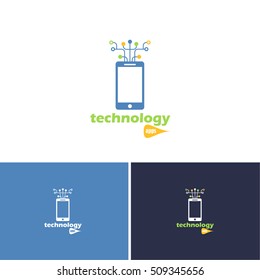 Technology Apps, Mobile Phone Concept Vector Icons, Logo, Symbol Template. Minimal Company, Corporate Sign, Application Theme Editable Business Id Design with Isolated White and Black Presentation