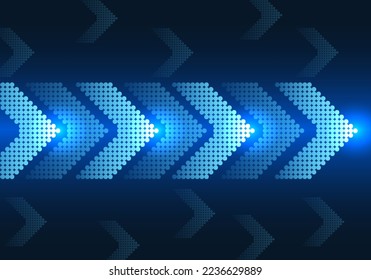 Technology arrow background Media to move forward together with the team to be successful in business. Work that requires speed Focusing on the use of blue tones and dotted arrows arranged together.