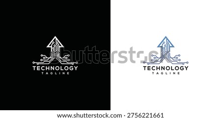 Technology Arrow Logo Digital Circuit Board Growth  Innovation.