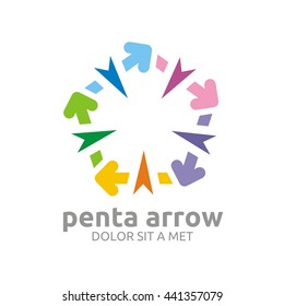 Technology Arrow perfect shape vector icon logo template abstract. Pentagon and Hexagon
