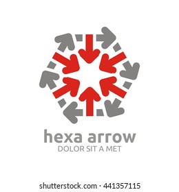 Technology Arrow perfect shape vector icon logo template abstract. Pentagon and Hexagon