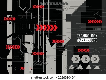Technologiepfeil Vektor-Illustration Abstrakte futuristische Schalttafel, High-Tech-Digital-Technologie-Konzept Rot für Ihr Design auf weißem Hintergrund.UI-Schnittstellenbildschirm