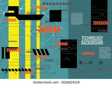 Technology arrow Vector illustration Abstract futuristic circuit board,  hi-tech computer digital technology concept   for your design on White color yellow and green .UI interface  screen virtual