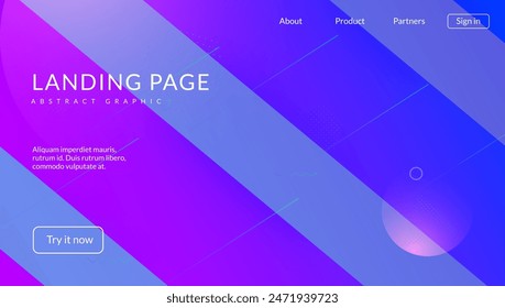 Technology Art. House Business Design. Blue Vibrant Pattern. Abstract Concept. Neon Geometry Brochure. Gradient Page. Paper Landing Page. Pink Technology Art