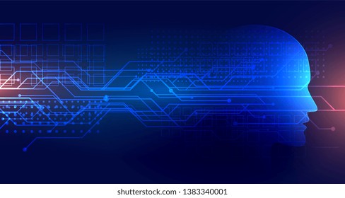 technology artifical intelligence background with face