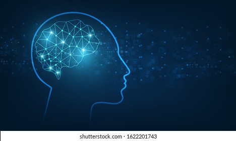 Technology Artificial intelligence (AI) brain animation digital data concept.Big Data Flow Analysis. Deep Learning Modern Technologies. Futuristic Cyber Innovation. Fast digital network.