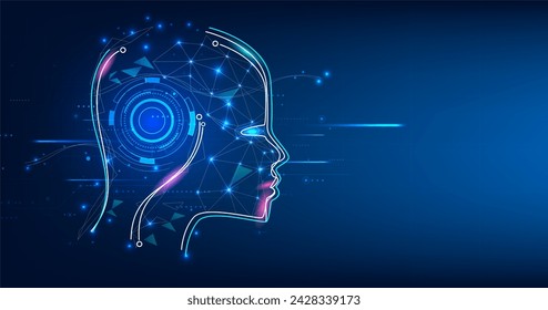 Technology Artificial intelligence (AI) brain animation digital data concept.Big Data Flow Analysis. Deep Learning Modern Technologies. Futuristic Cyber Innovation. Fast digital network.