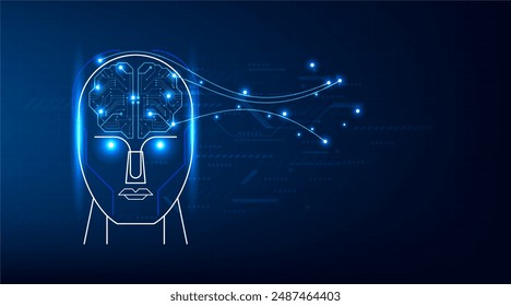 Technology Artificial intelligence (AI) brain animation digital data concept.Big Data Flow Analysis. Deep Learning Modern Technologies. Futuristic Cyber Innovation. Fast digital network.	