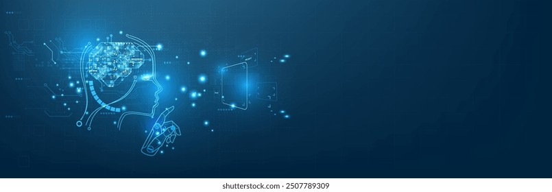 Tecnología Inteligencia artificial (IA) concepto de datos digitales de animación cerebral. Análisis de flujo de Big Data. Tecnologías modernas de aprendizaje profundo. Innovación cibernética futurista. Red digital rápida.