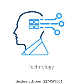 Technology and artificial intelligence icon concept