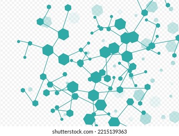 Technology Atom Vector Transparent Background. Chemical Structure Modern Wallpaper. Medicine Dna Science Poster. Microbiology Frame.