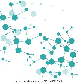 Technology Atom Vector White Background. Chemical Structure Geometric Banner. Modern Medical Science Pattern. Medicine Poster.