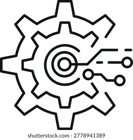Technology automation gear ai assistant icon line minimal