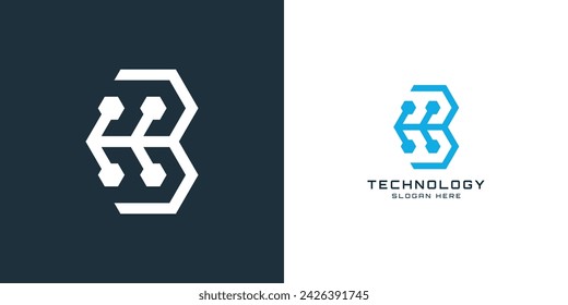 Tecnología B Logo Plantilla Vector Icono Ilustración Diseño