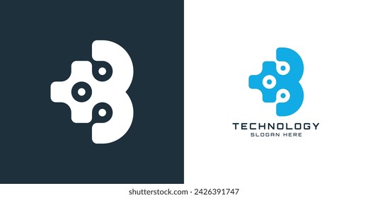 Tecnología B Logo Plantilla Vector Icono Ilustración Diseño