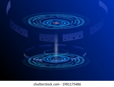 Technology background 1, ring elements, line up in artistic style, revolving around oneself, light moving from center, vector illustration for advertising, create book cover, report.