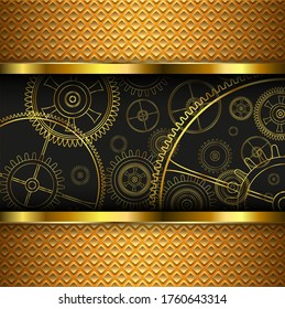 Technology background, 3D with mechanical gears inside, vector illustration.