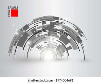 Technology background, abstract 3d grey shapes interesting vector design.