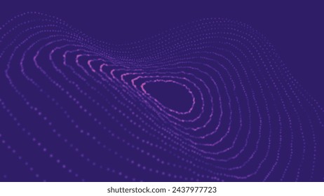 Technology background. Abstract circular wave of particles. Futuristic dotted wave. Visualization of sound waves. Plexus effect. 3D vector illustration