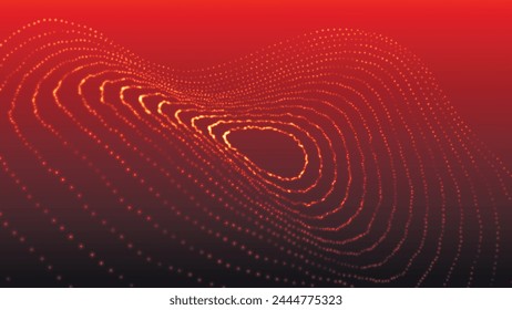 Fondo de Tecnología. Abstractas onda circular de partículas. Onda punteada futurista. Visualización de ondas sonoras. Efecto Plexo. Ilustración vectorial 3D