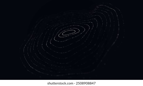 Technology background. Abstract circular wave of particles. Futuristic dotted wave. Plexus. Visualization of sound waves. Plexus effect. Vector illustration.
