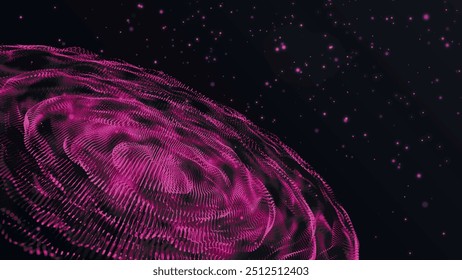 Technology background. Abstract circular wave of particles. Futuristic dotted wave. Visualization of sound waves. Plexus effect. Vector illustration.