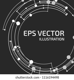 Technology background. Abstract digital illustration. Vector connection concept. Electronic round design. Modern abstraction lines and points.