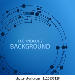 Technology background. Abstract digital illustration. Vector connection concept. Electronic round design. Modern abstraction lines and points.