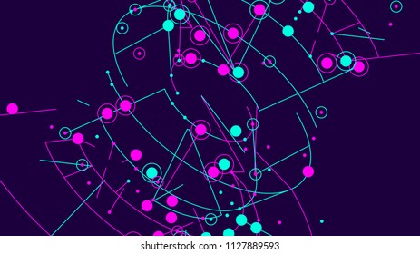 Technology background. Abstract digital illustration. Vector connection concept. Electronic round design. Modern abstraction lines and points.