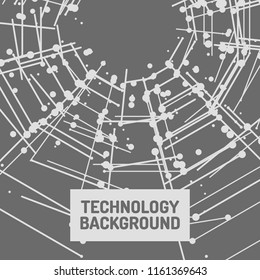 Technology background. Abstract digital illustration. Vector connection concept. Electronic round design. Modern abstraction lines and points.