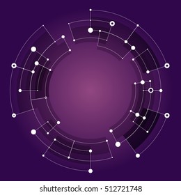 Technology background. Abstract digital illustration. Vector connection concept. Electronic round design. Modern abstraction lines and points.